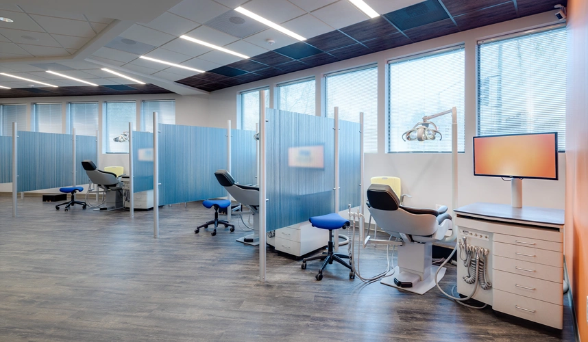 Pediatric Dentist Campbell CA Office Treatment Area Several Chairs In A Dental Treatment Area