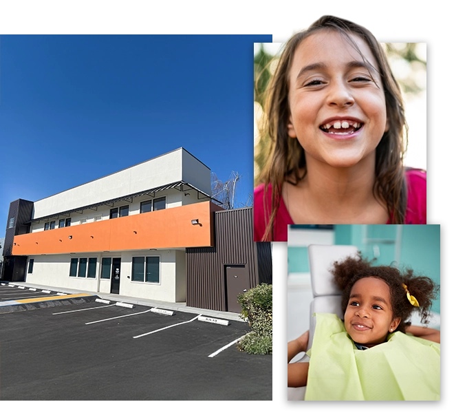 Outside Of Campbell Office And Smiling Patients Collage
